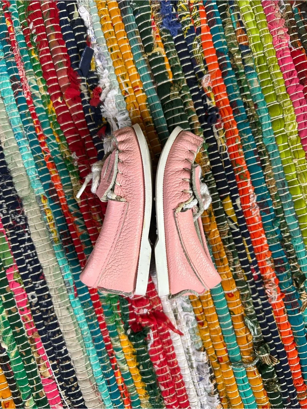 Vintage Infant Pink Beaded Moccasin Slip-On Shoes Toddler 3